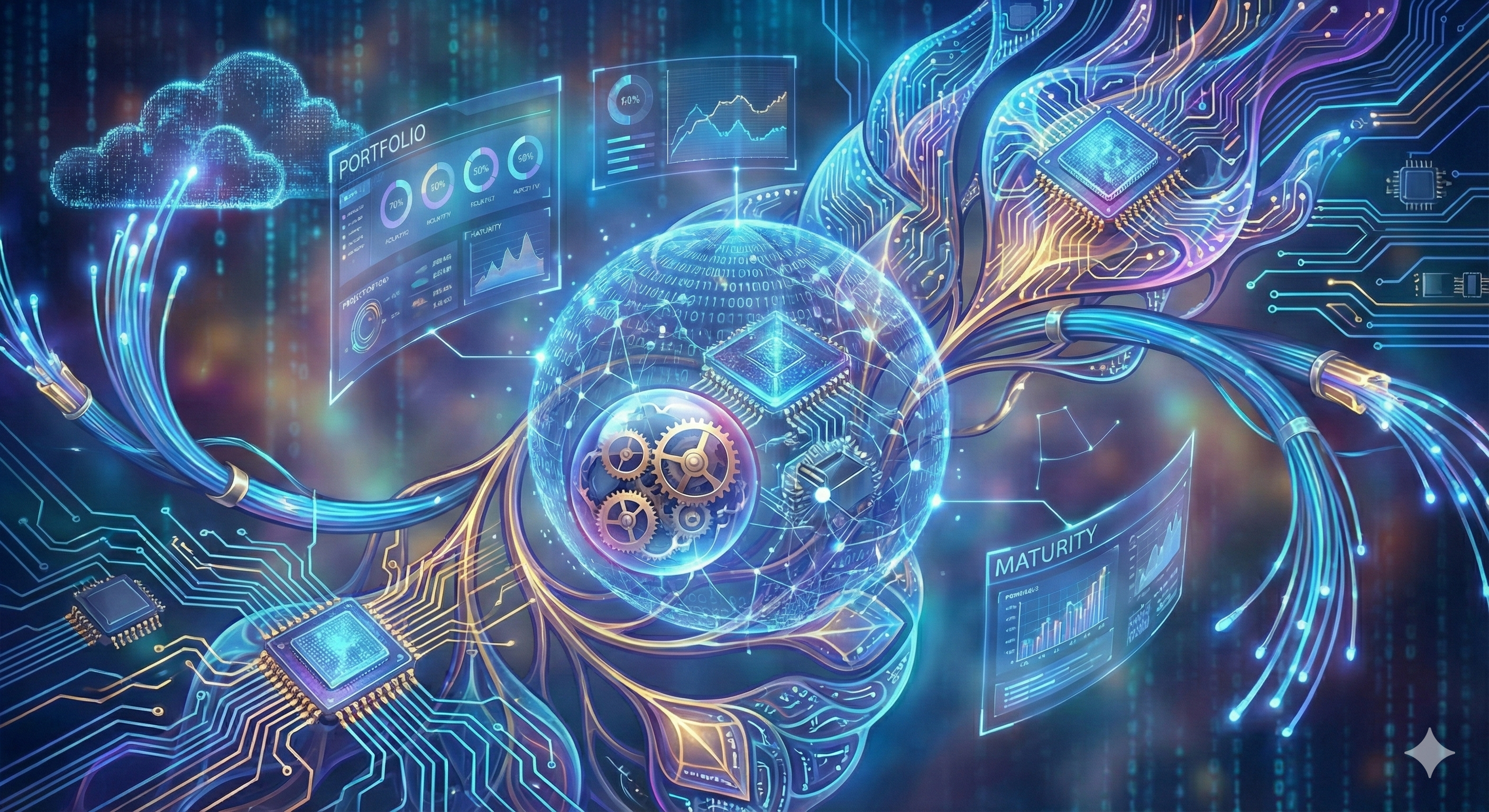 Evolution with autonomy for a portfolio astract image